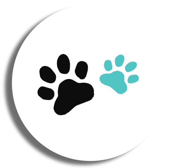 Paw prints in black and teal